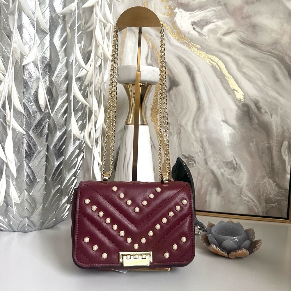 NWT ZAC Zac Posen Soft Earthette Pearl Lady Mini Chain Leather Shoulder …
